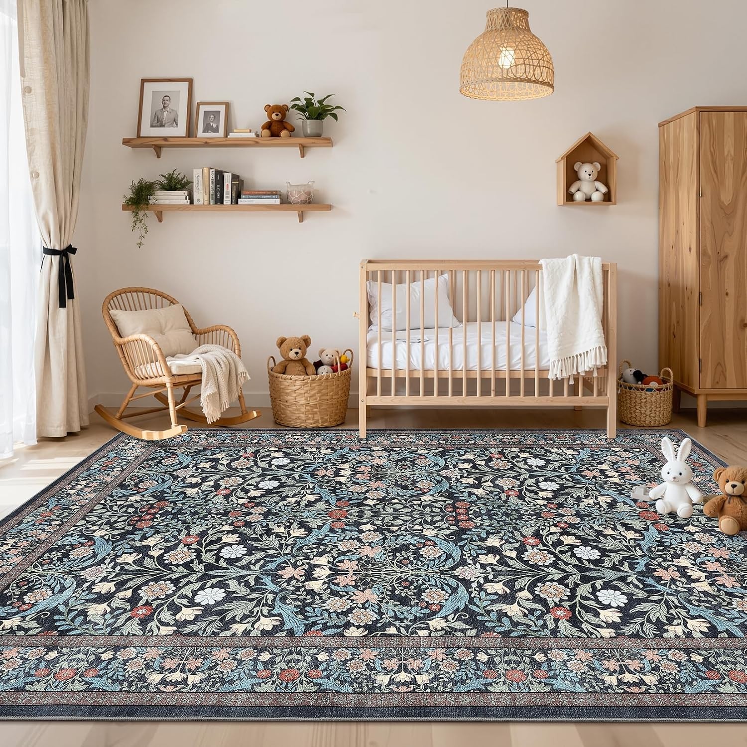 Boho Vintage Oriental 5×7 Washable Area Rug Non Slip Living Bedroom Dining Room