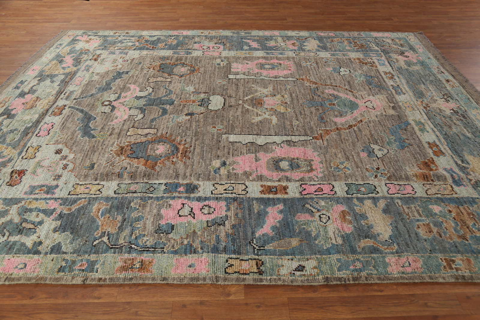 Vegetable Dye All-Over Patterned Oushak Wool Handmade Rug 8×10 ft Turkish Carpet