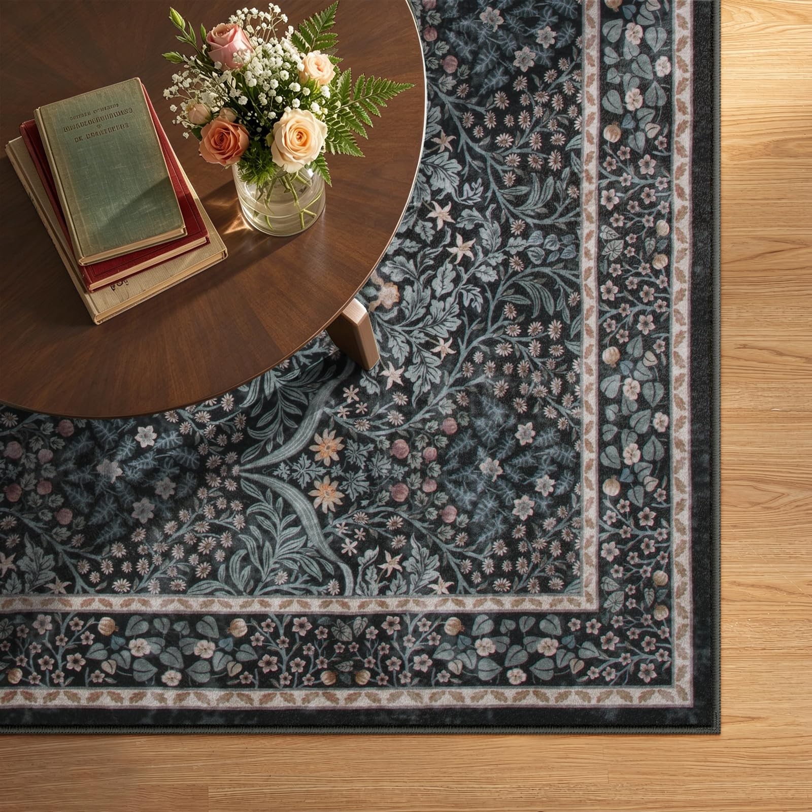 New Lahome Floral Area Rugs 5×7, Soft Washable for Living Room Bedroom, Boho Non