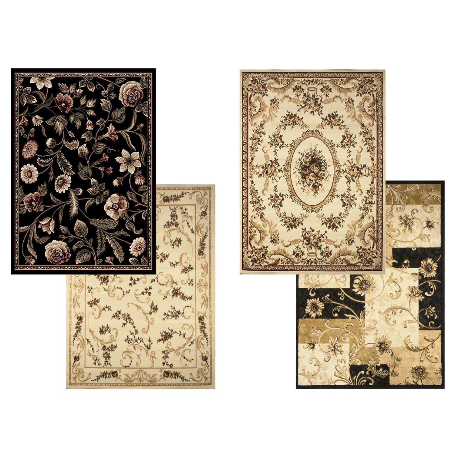 Transitional Floral Area Rug 5×7 Casual Vines Scrolls Carpet – Actual 5’2″x7’2″