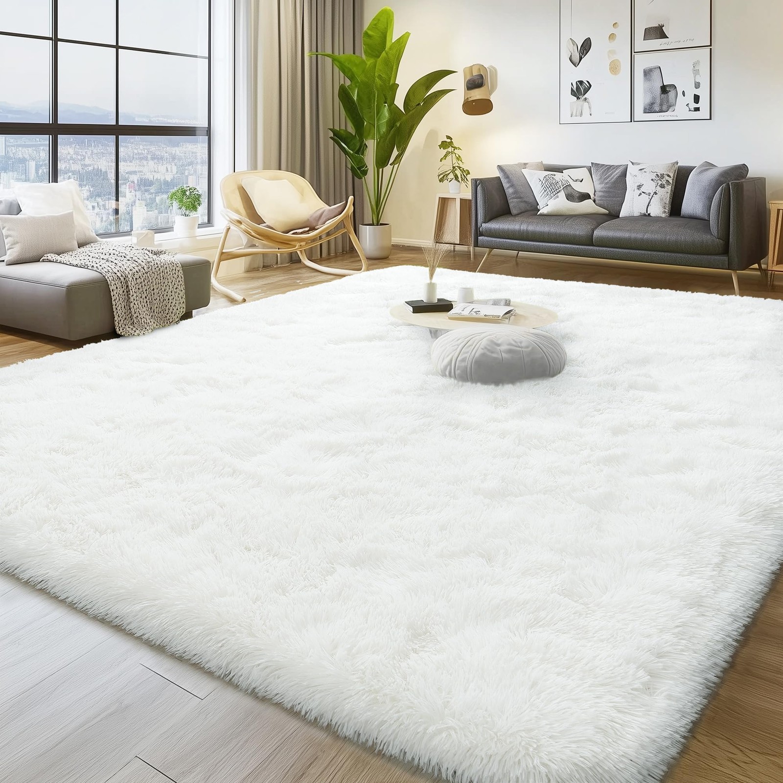 Soft Plush Shag Rug 5×7, Ultra Fluffy Rug for Living Room Bedroom, Non-Slip F…