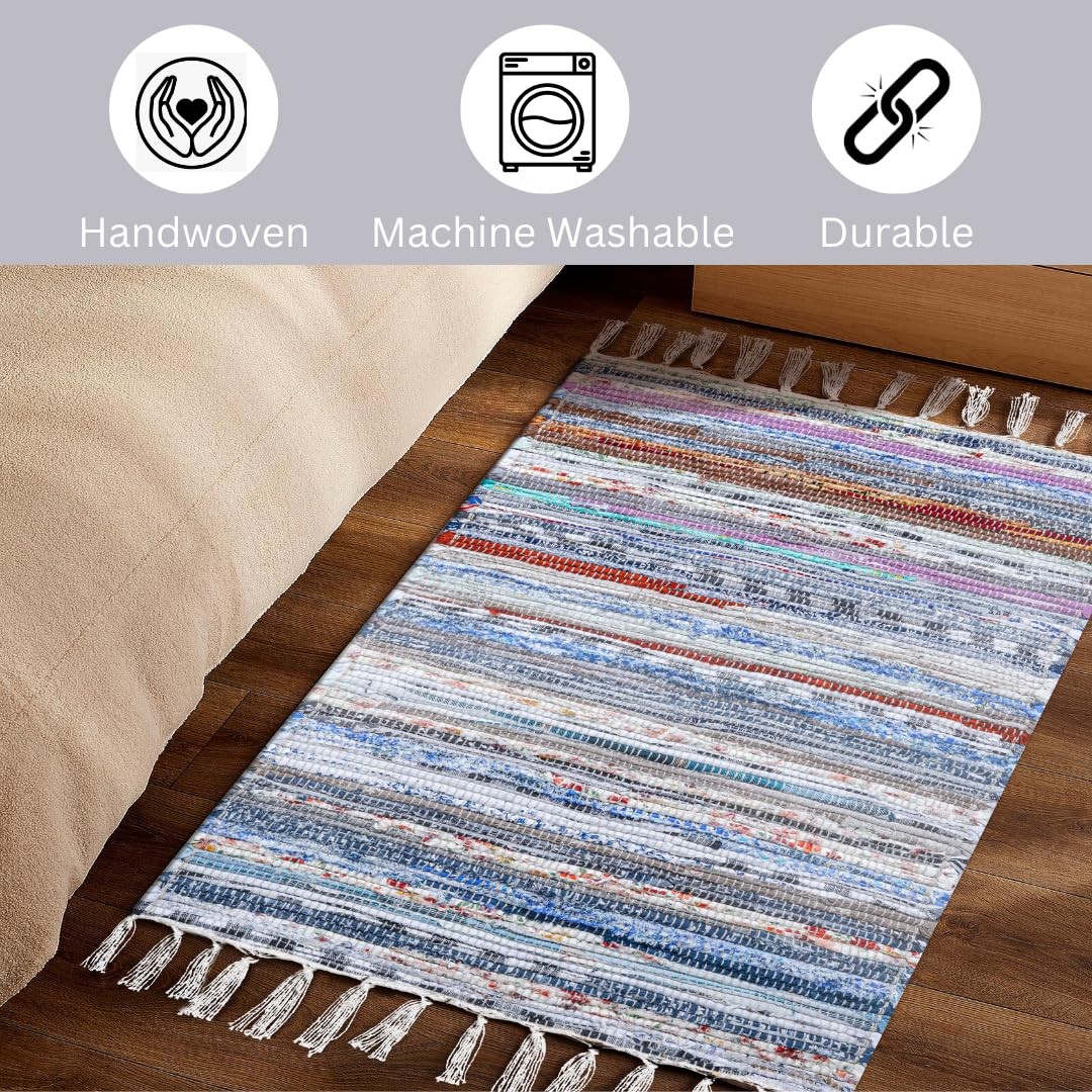 Cotton Chindi Rug – Boho Rustic Area Accent Throw Rug – Area Floor Carpet for…