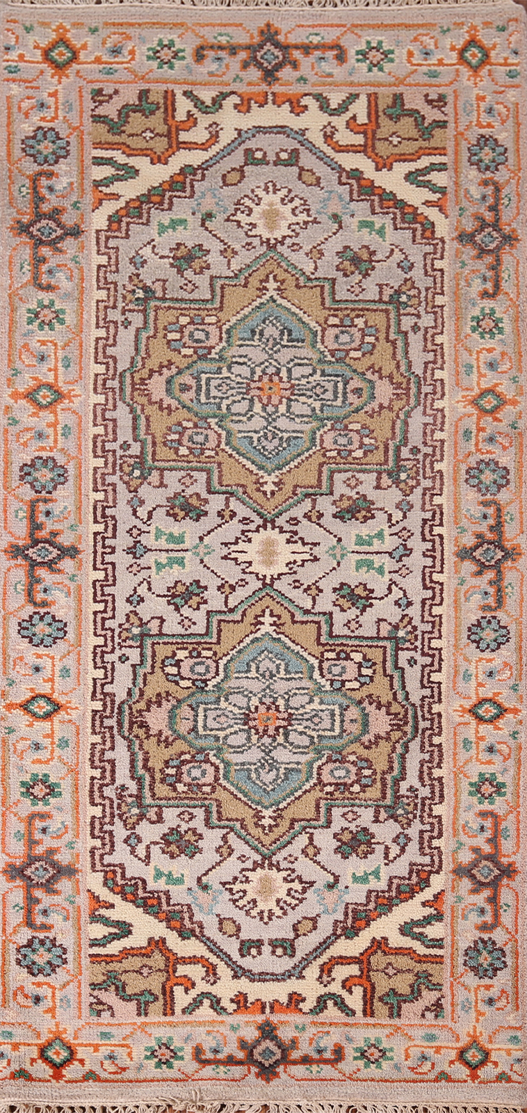 Heriz Serapi Indian Hand-Knotted Accent Rug Wool 3×6 ft Rug