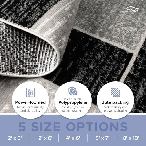 L’Baiet Verena Geometric Area Rug 8×10 Black Grey