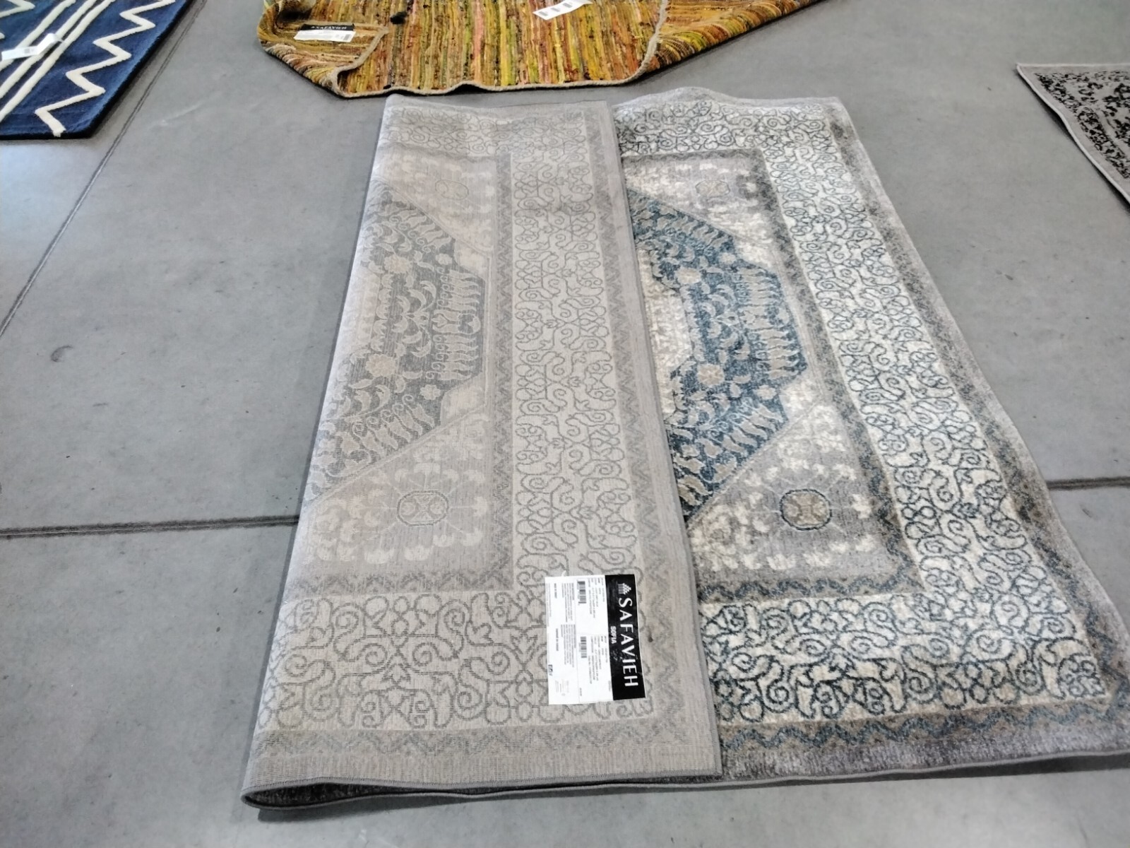 LT GREY / BLUE 6′-7″ X 6′-7″ Damaged Rug, Reduced Price 1172727578 SOF365A-7SQ
