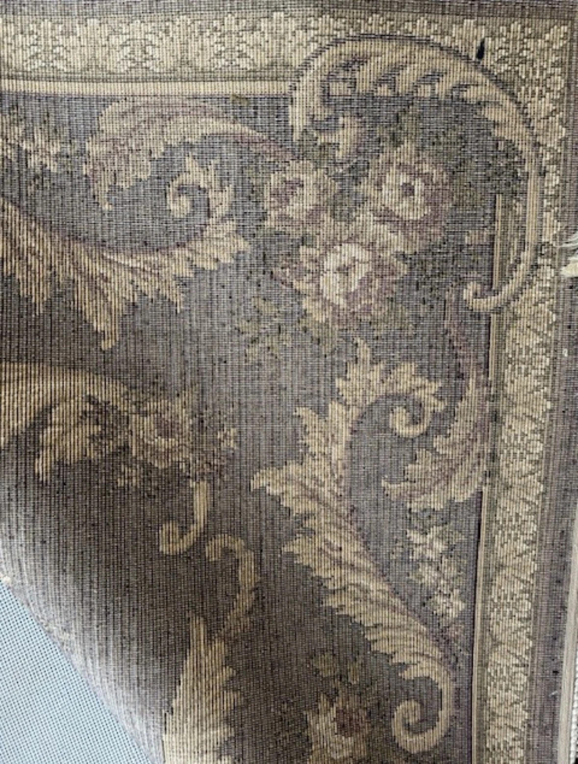 Aubusson Vintage French Empire Style Rug 8 x 11 ft Chocolate Brown & Cream