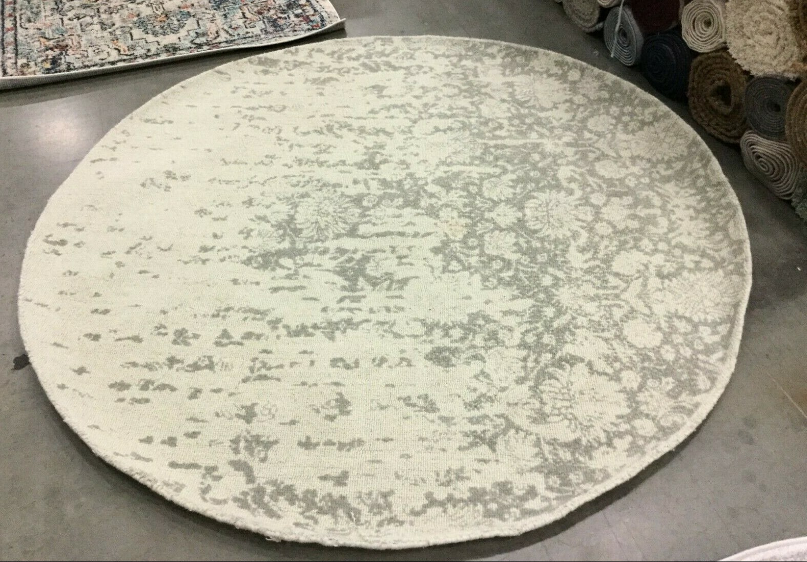 SAGE / GREY 6′ X 6′ Round Back Stain Rug, Reduced Price 1172636330 RVT104D-6R