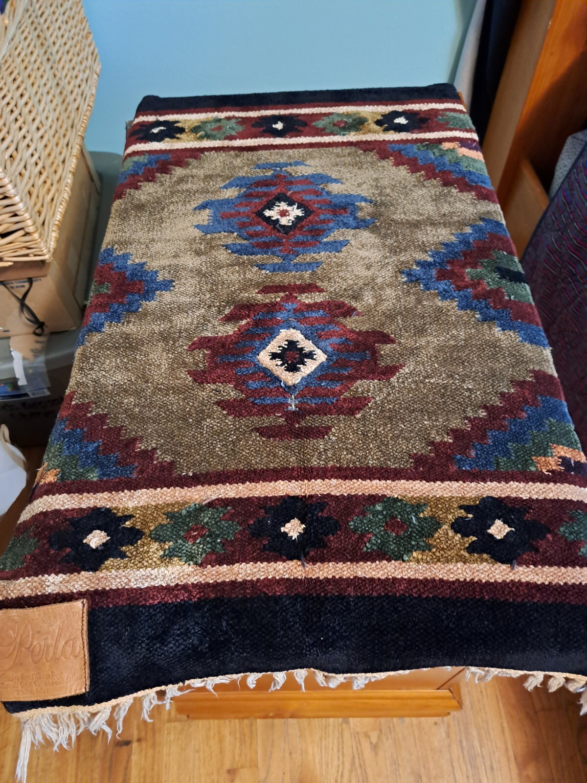 Perla Southwestern Style Textile Rug 31×19″ India