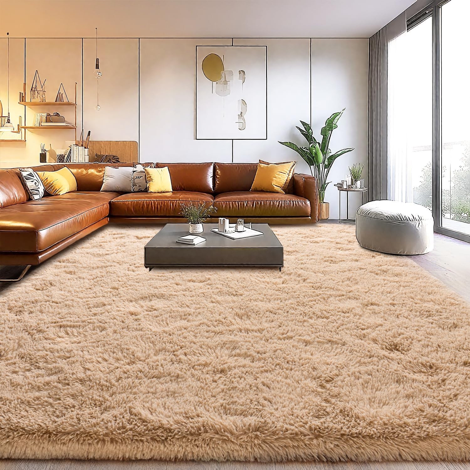 Large Fuzzy Rug 8X10 Feet Hot Pink Fluffy Rug for Living Room, Big Plush Non-Ski
