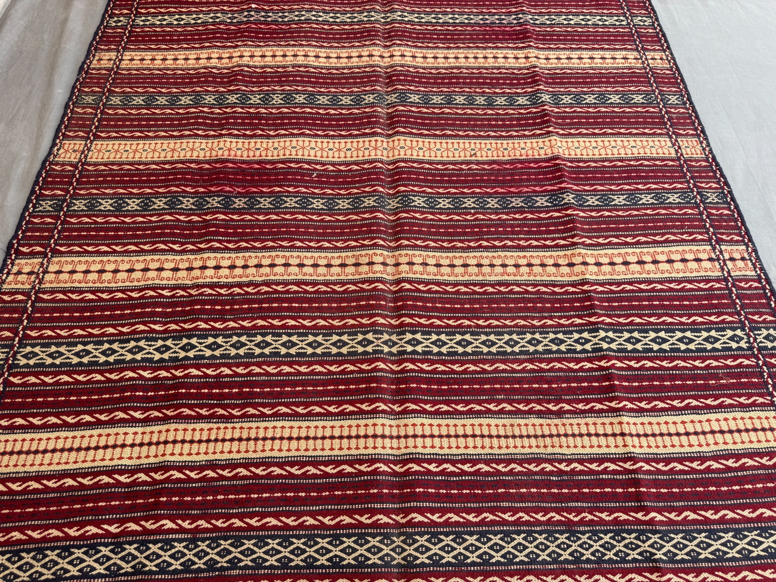 6×10 Handwoven Afghan Kilim Rug Geometric Striped Tribal Wool Flatweave Carpet