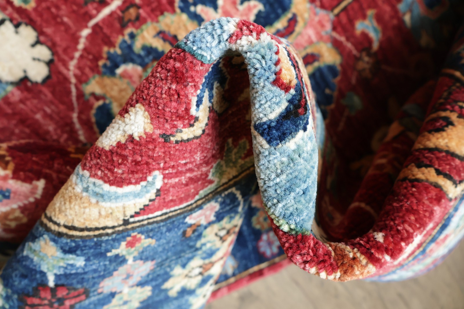 Elegant Red Blue Ziegler Area Rug 5×7 Ft Handmade Floral Oriental Wool Carpet