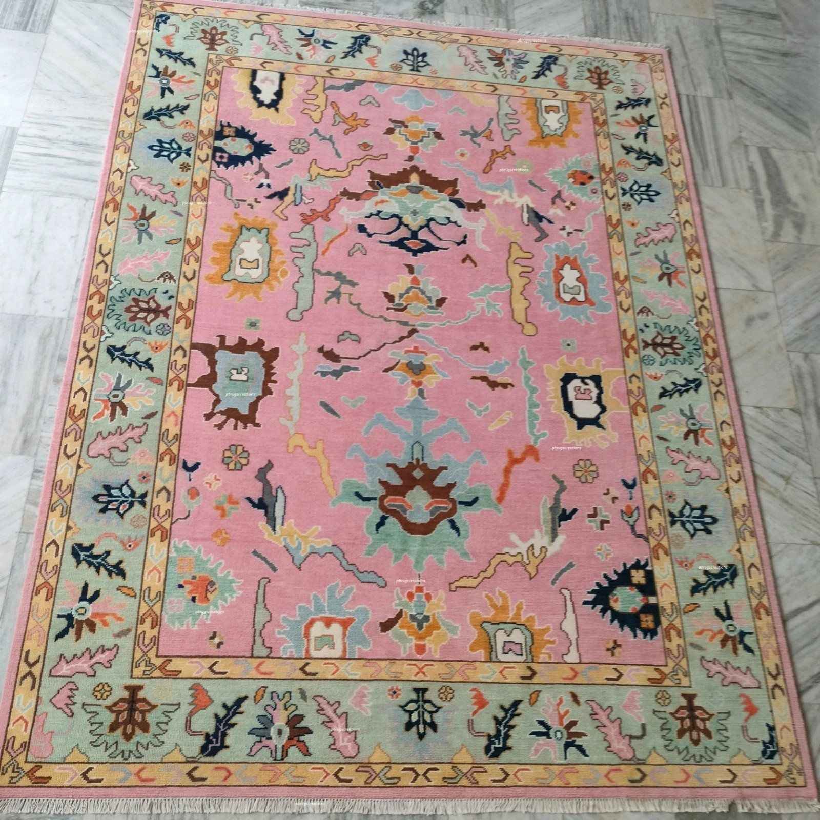 Exquisite Pink Rug, Oushak Rug, Turkish Hand-Knotted Rug home decor rug Area rug