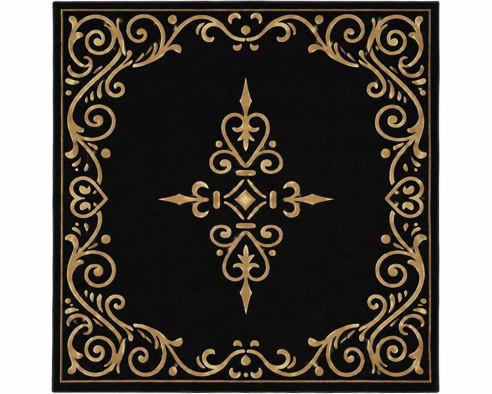 Luxury Black & Gold Hand Tufted Rug Elegant Royal Scroll Design Area Carpet Rug