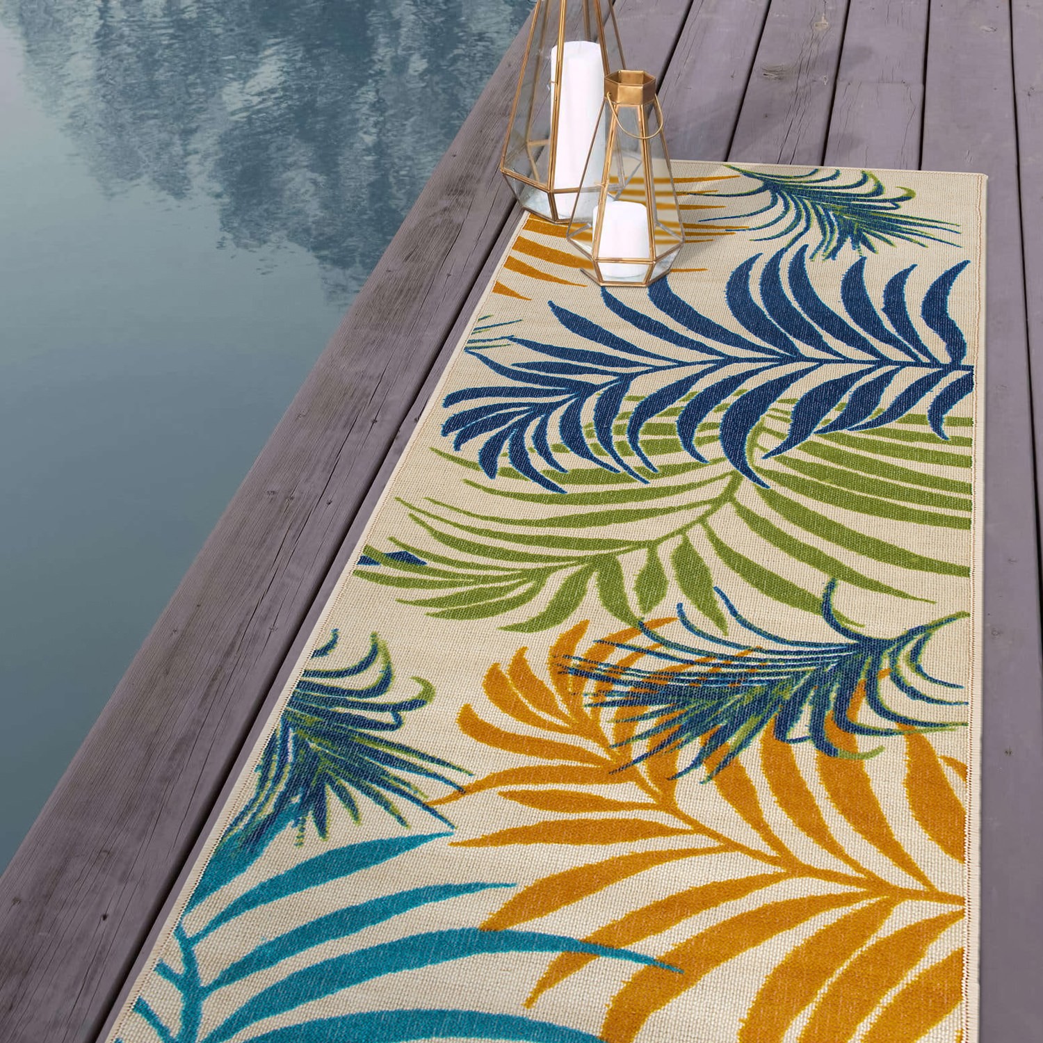 Rugshop Outdoor Rug Floral Leaves Flatweave Outdoor Carpet Outdoor Patio Rugs