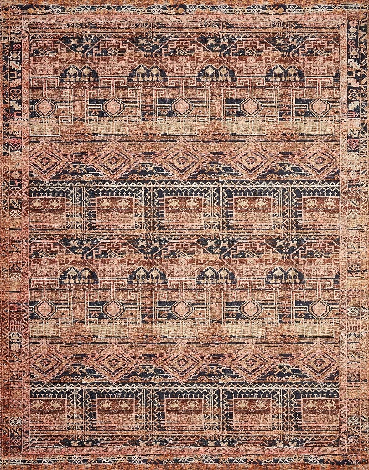 Layla Collection LAY-14 Mocha/Blush 7′-6″ x 9′-6″ .13″ Thick Area Rug, Soft, …