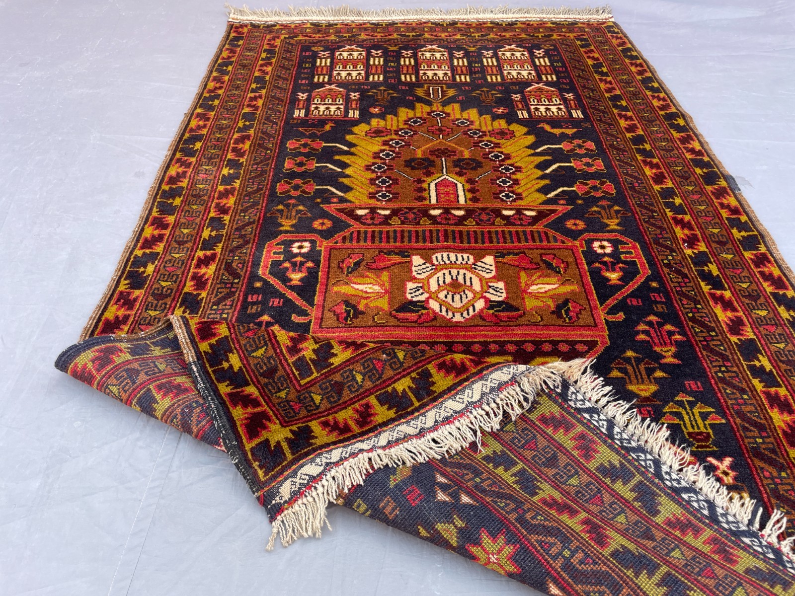 3×5 Handmade Baluchi Pictorial Floral Rug Vintage Tribal Wool Accent Carpet
