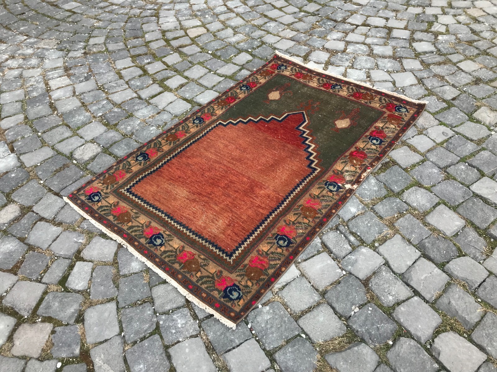 Turkish Antique rug Bohemian Area rug Oushak rug Vintage Rug Handmade Wool rug
