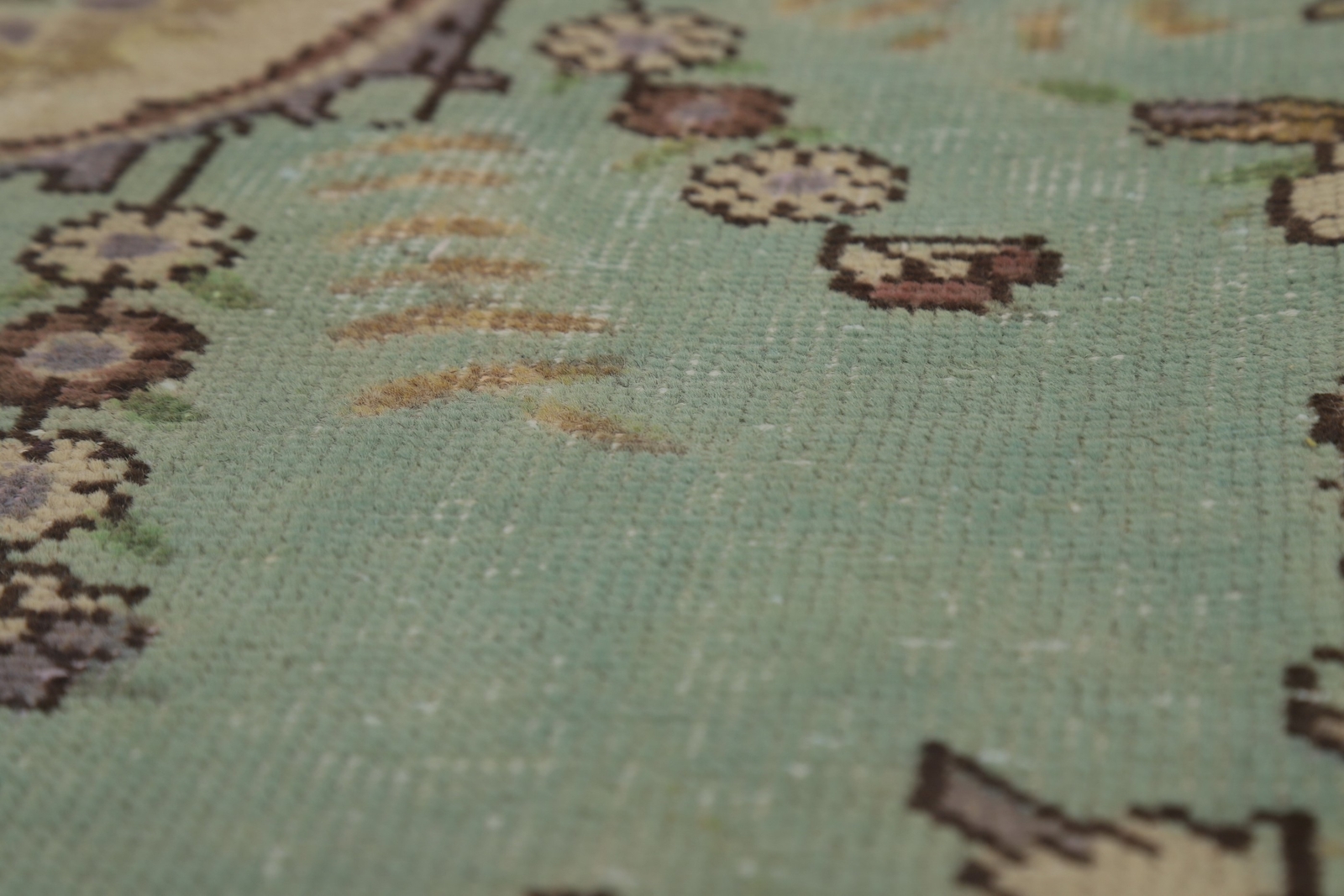 Aqua Green Medallion Tebriz Floral Area Rug 6×9 Wool Hand-knotted Room Size Rug