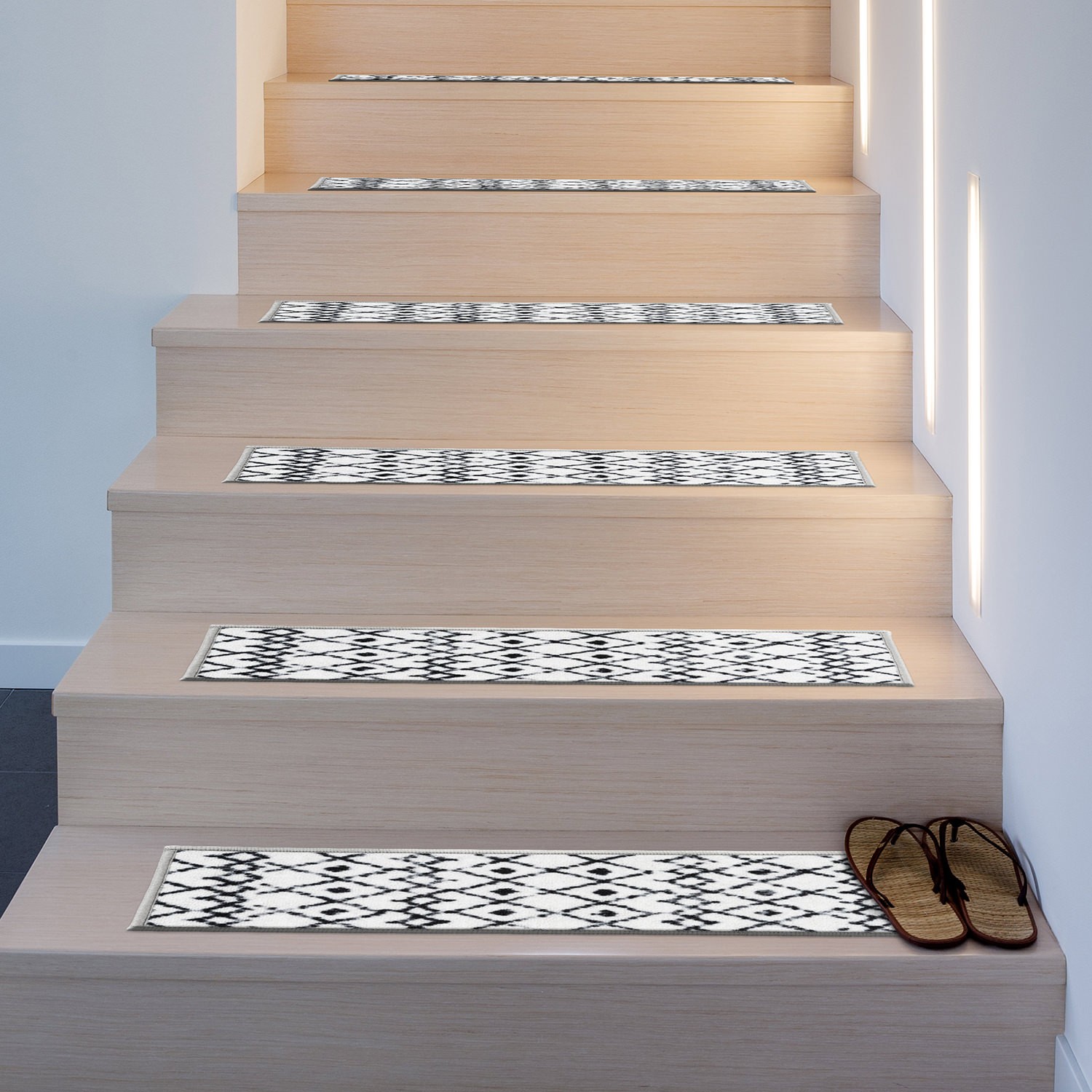Stair Treads Rug 13 Pcs Modern Boho Design Non-Slip Rug for Stairs 8.6″ x 26″