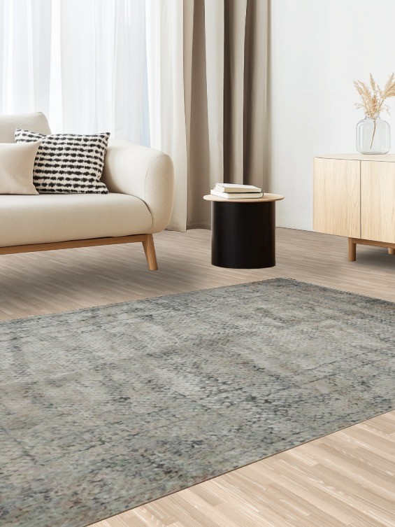 Textured Modern Area Rug 5×8 Ft Contemporary Abstract Gray Turkish Carpet