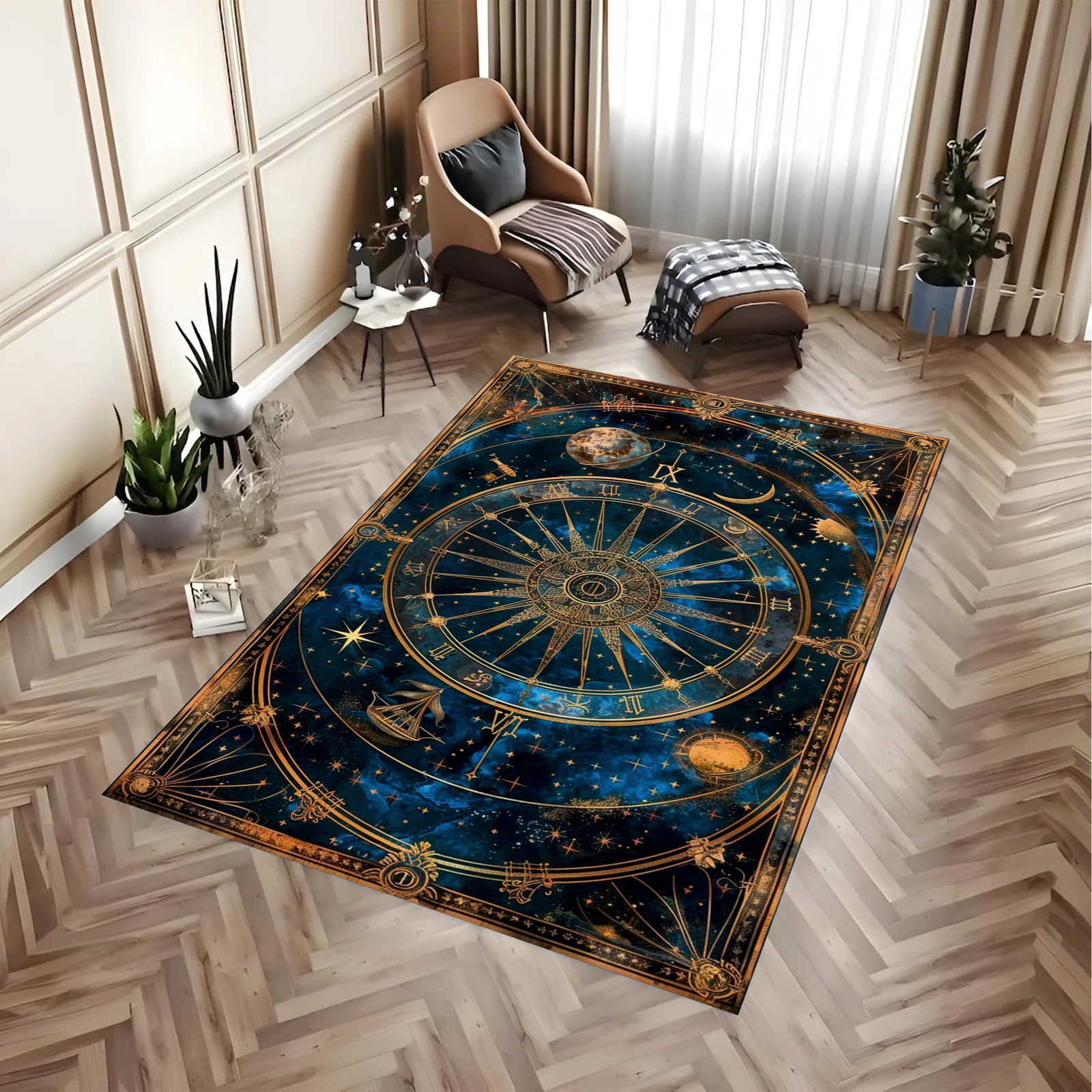 Astrology Horoscope Star Map Area Rug | Mystic Celestial Home Decor