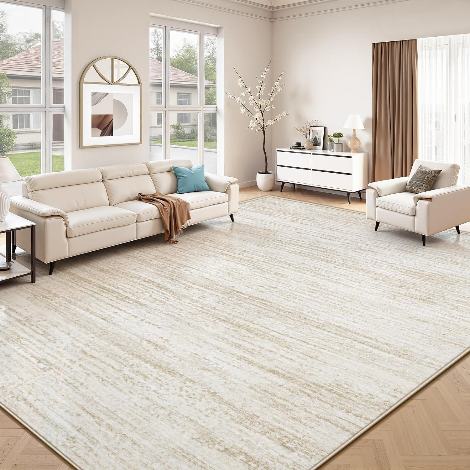 Area Rug 8X10 Living Room Rugs: Washable Modern Rug Large Non-Slip Soft Rugs Sta
