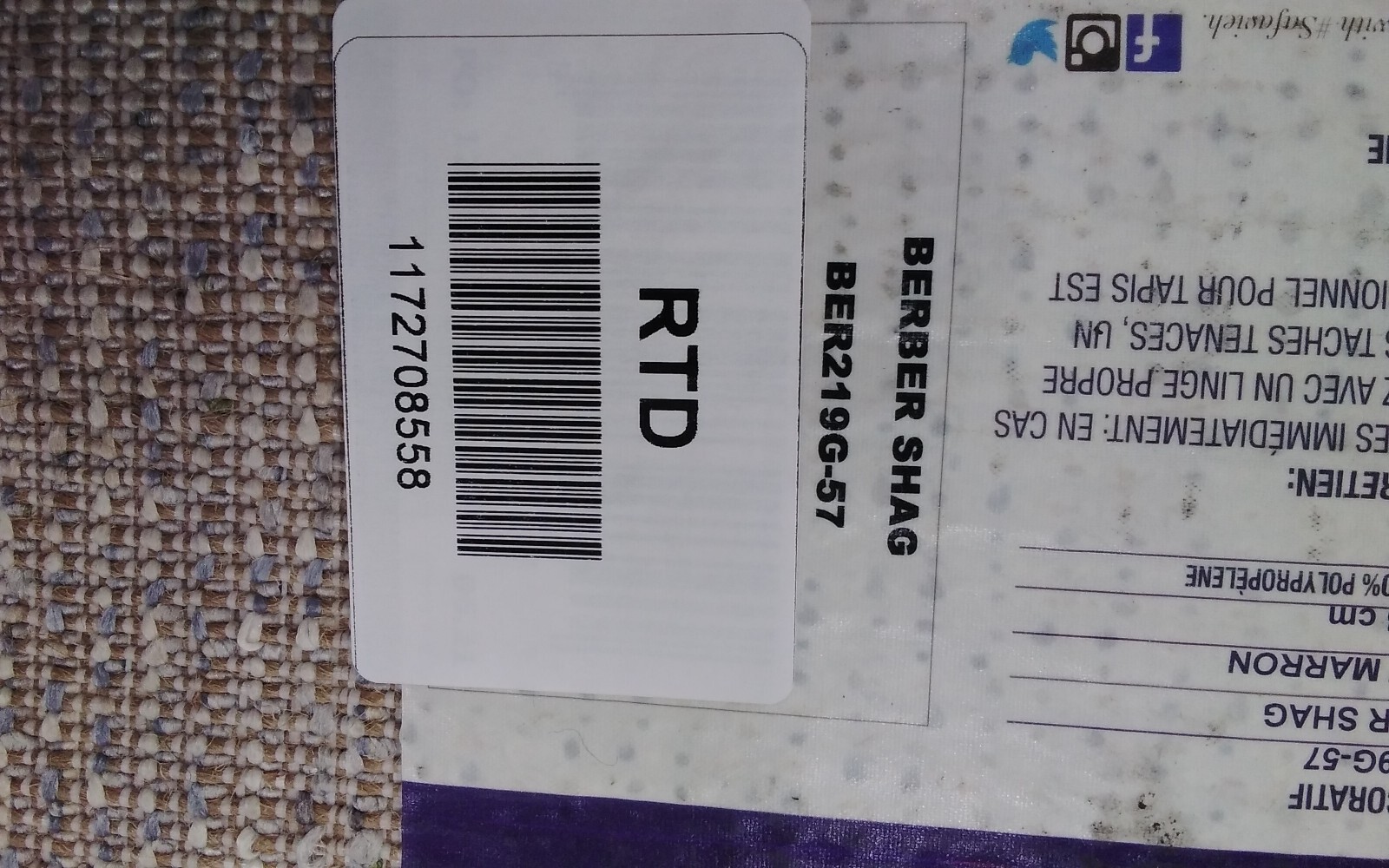 GREY / CREAM 5′ X 7′ Flaw in Rug, Reduced Price 1172708558 BER219G-57