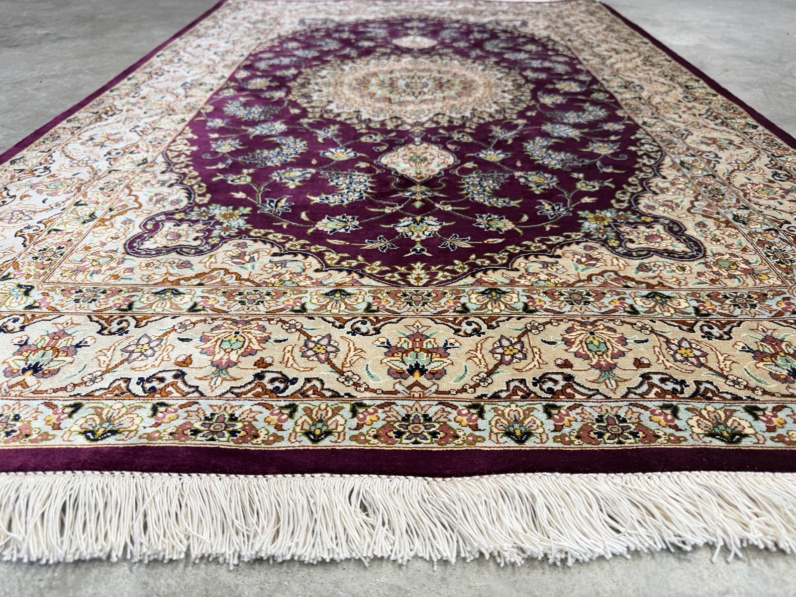 3×5 Luxurious Fine Hand-Knotted 100% Silk Signed Persiane Qume Rug Handmade