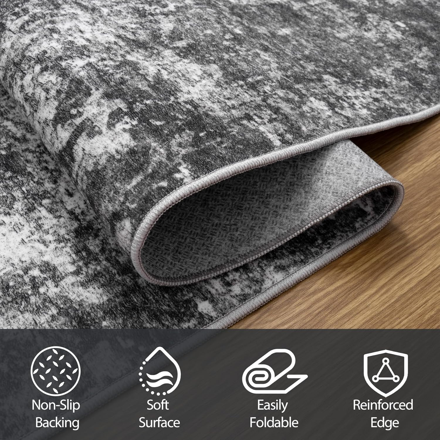 Modern 9×12 Washable Area Rug – Abstract Non-Slip Carpet for Home & Office