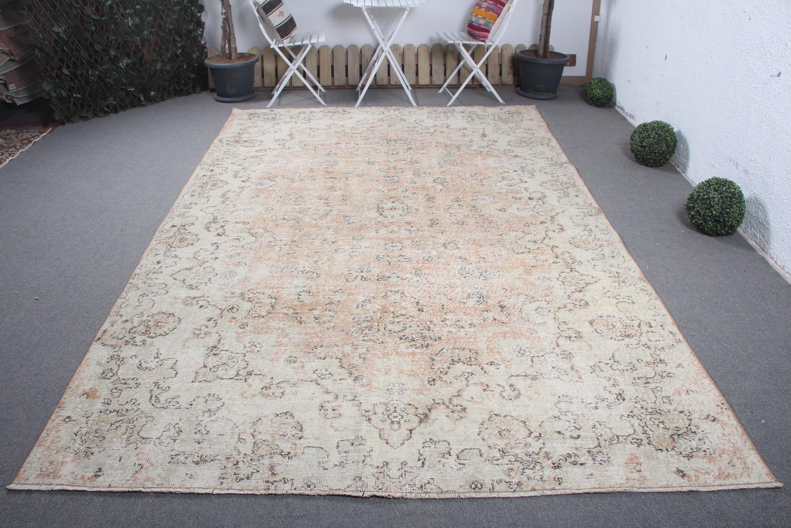 Vintage Oversize Rug 6,9×11,2 ft (211×341 cm), Turkish Orange Ombré Rug