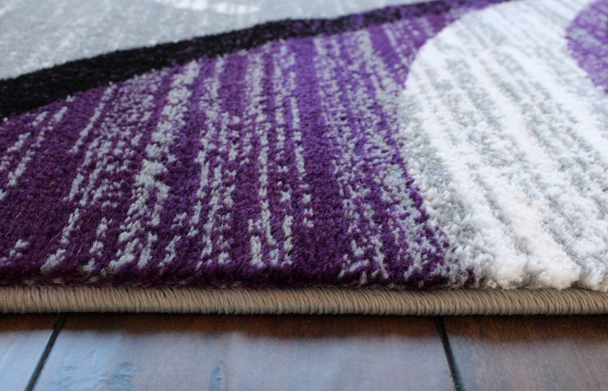 Stephanie Collection Modern Area Rug 5’3″ x 7’3″ Purple Grey Black White