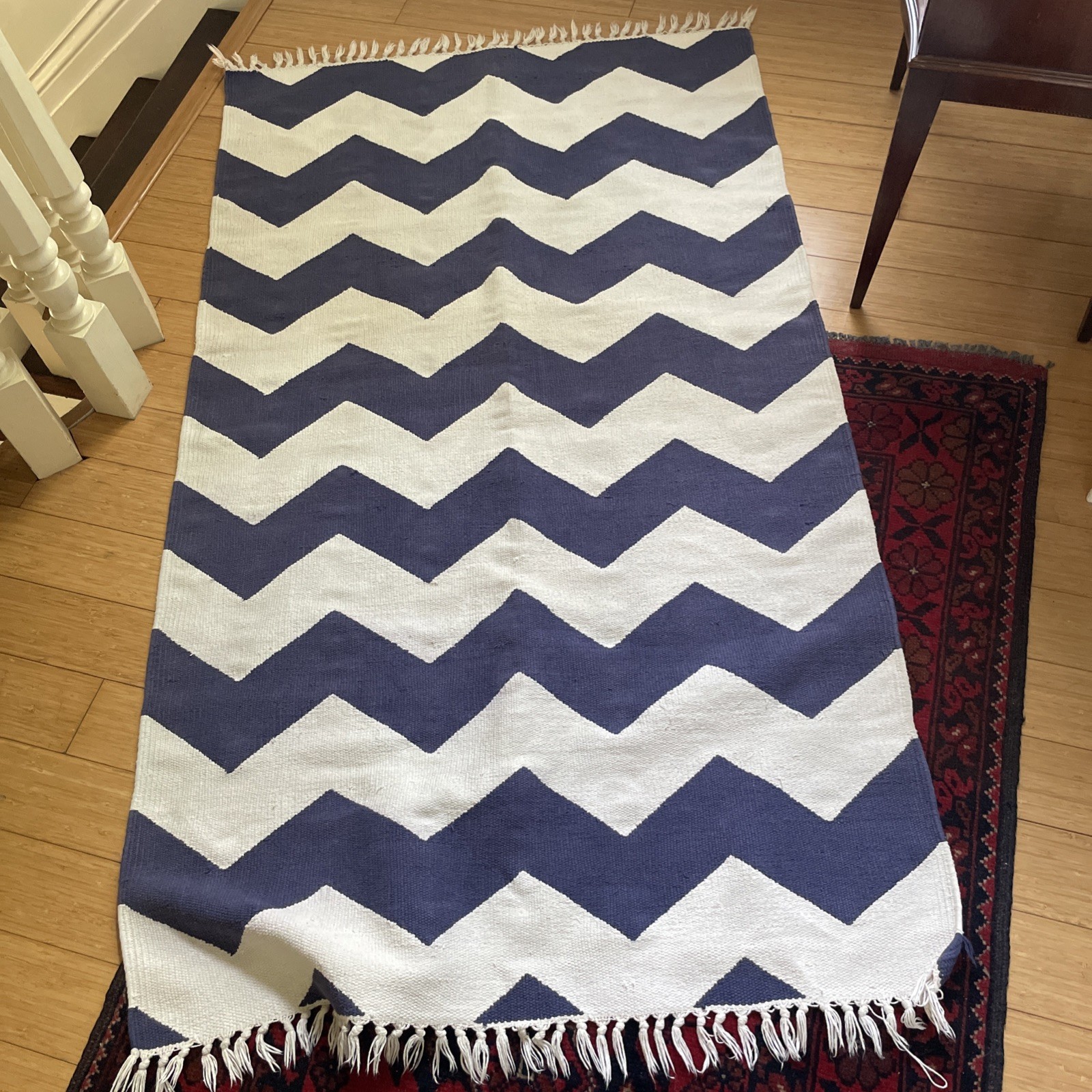 Chevron Area Rug Blue & White 35×60”