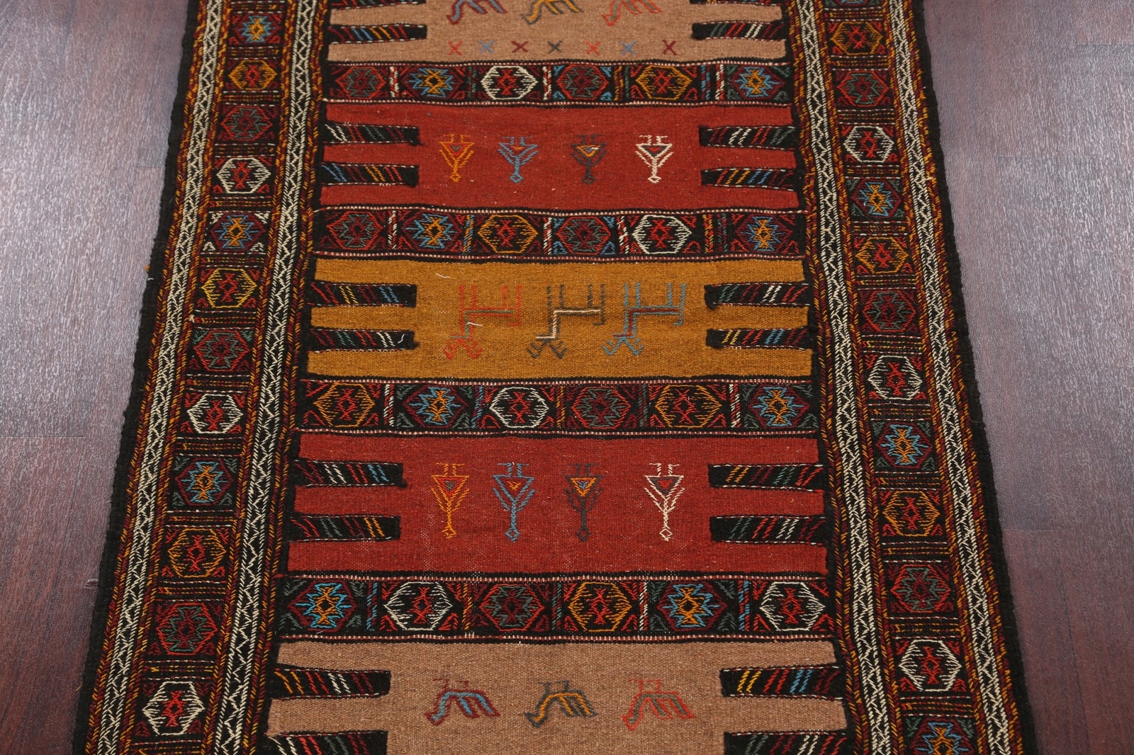 3×6 Geometric Nomad Sumak Kilim Area Rug Hand-woven Oriental Traditional Carpet