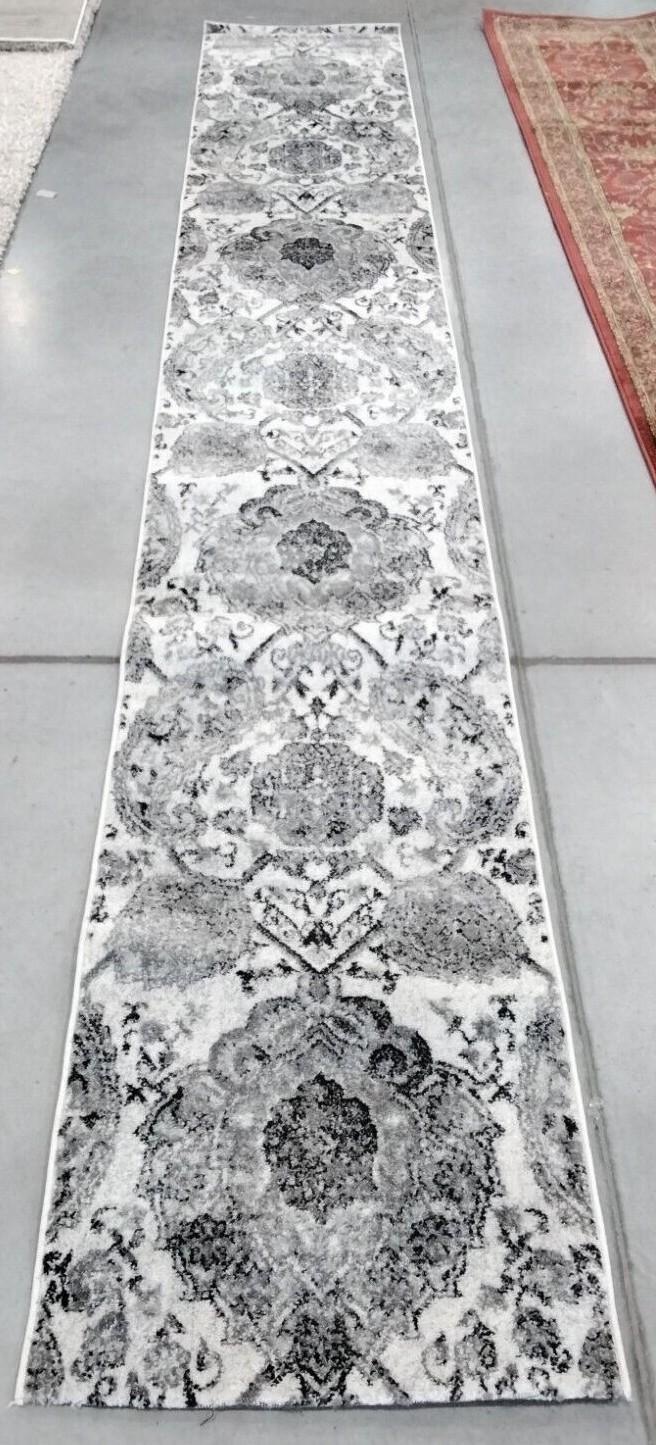 CREAM / SILVER 2′-3″ X 14′ Damaged Rug, Reduced Price 1172717468 MAD600D-214