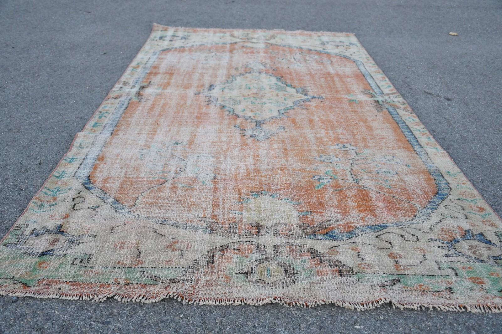 Turkish Rug, Large 5,1×9,6 ft Rug, Orange Handmade Rug