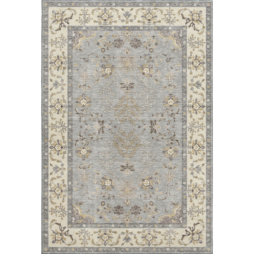 Dalyn Hatay Area Rug Floral Classic Border Medallion HY9 Gray Carpet