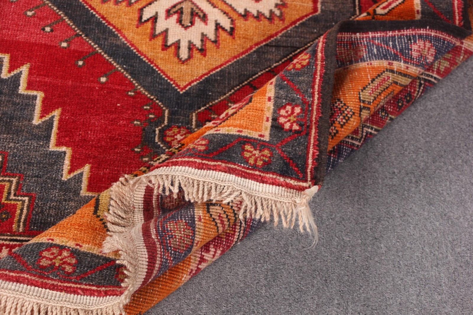 4,2×8,5 ft Turkish Rug, Vintage Rug, Red Animal Print Wool Rug