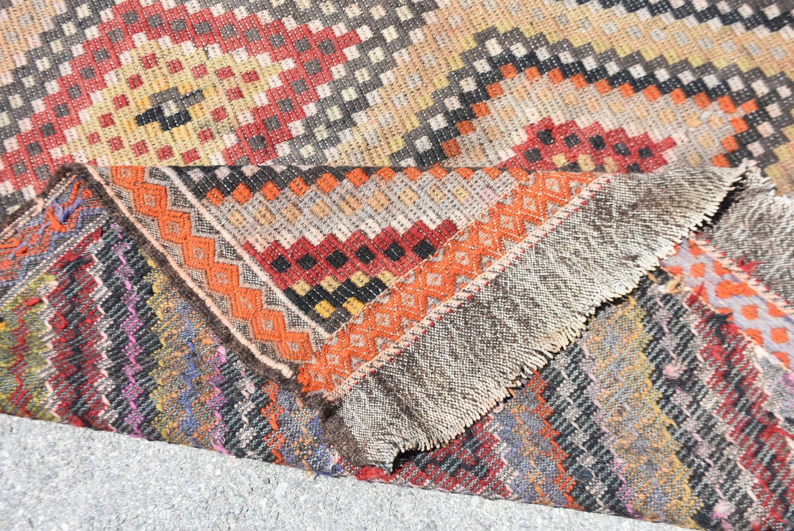 5,7×11,9 ft Rug, Turkish Vintage Large Rug, Red Kilim Wool Rug