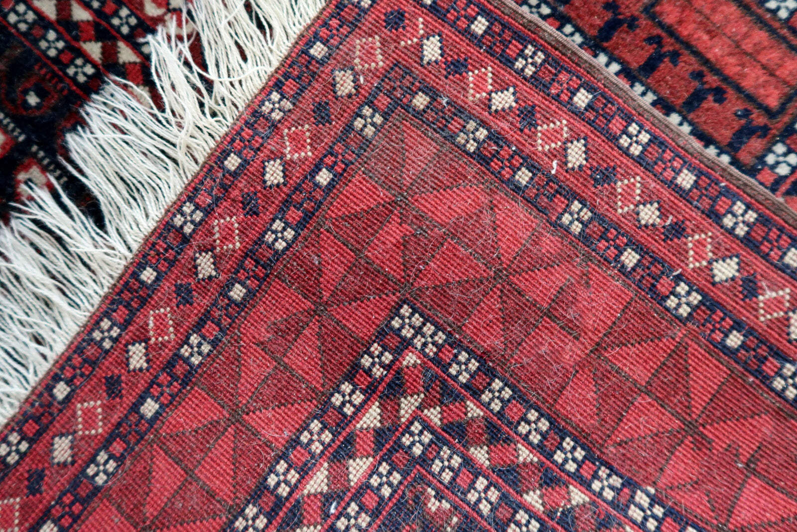 Handmade vintage Turkmen Hachli rug 4.6′ x 7.2′ (142cm x 221cm) 1960s – 1C1055