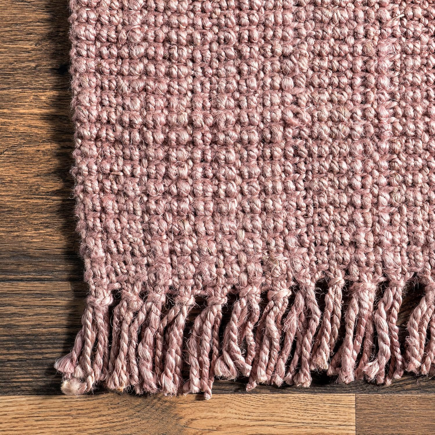Handmade Daniela Pink Jute Area Rug, 5′ x 8′, Soft & Durable