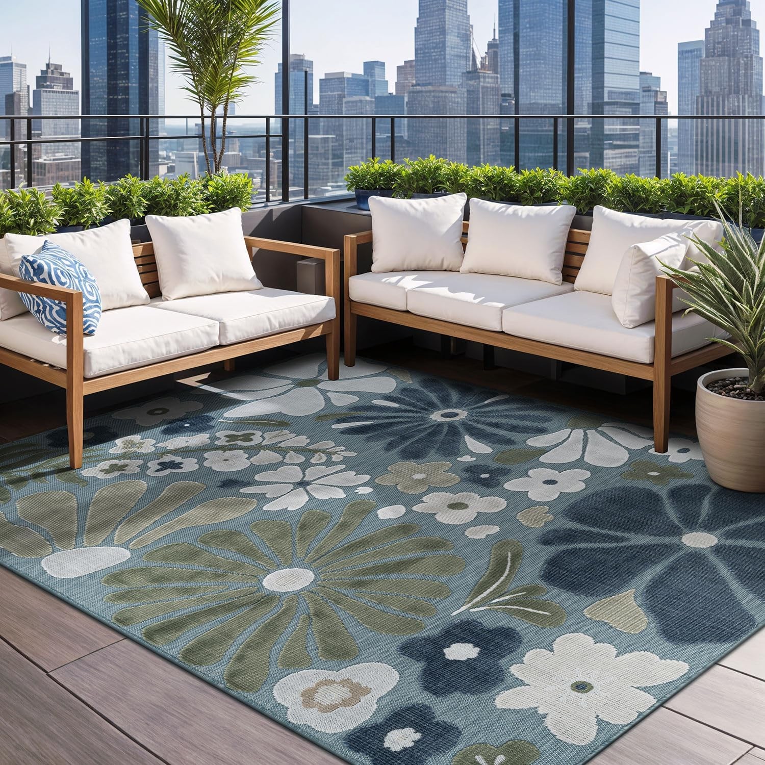 Beverly Rug Outdoor Rug 10×14 Large Modern Floral Tropical Area Rugs for Outd…