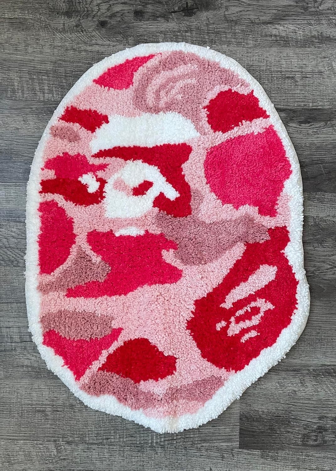 Luxury BAPE Rug with Baby Milo – Handcrafted Camo Pink, Ideal for Living Spaces