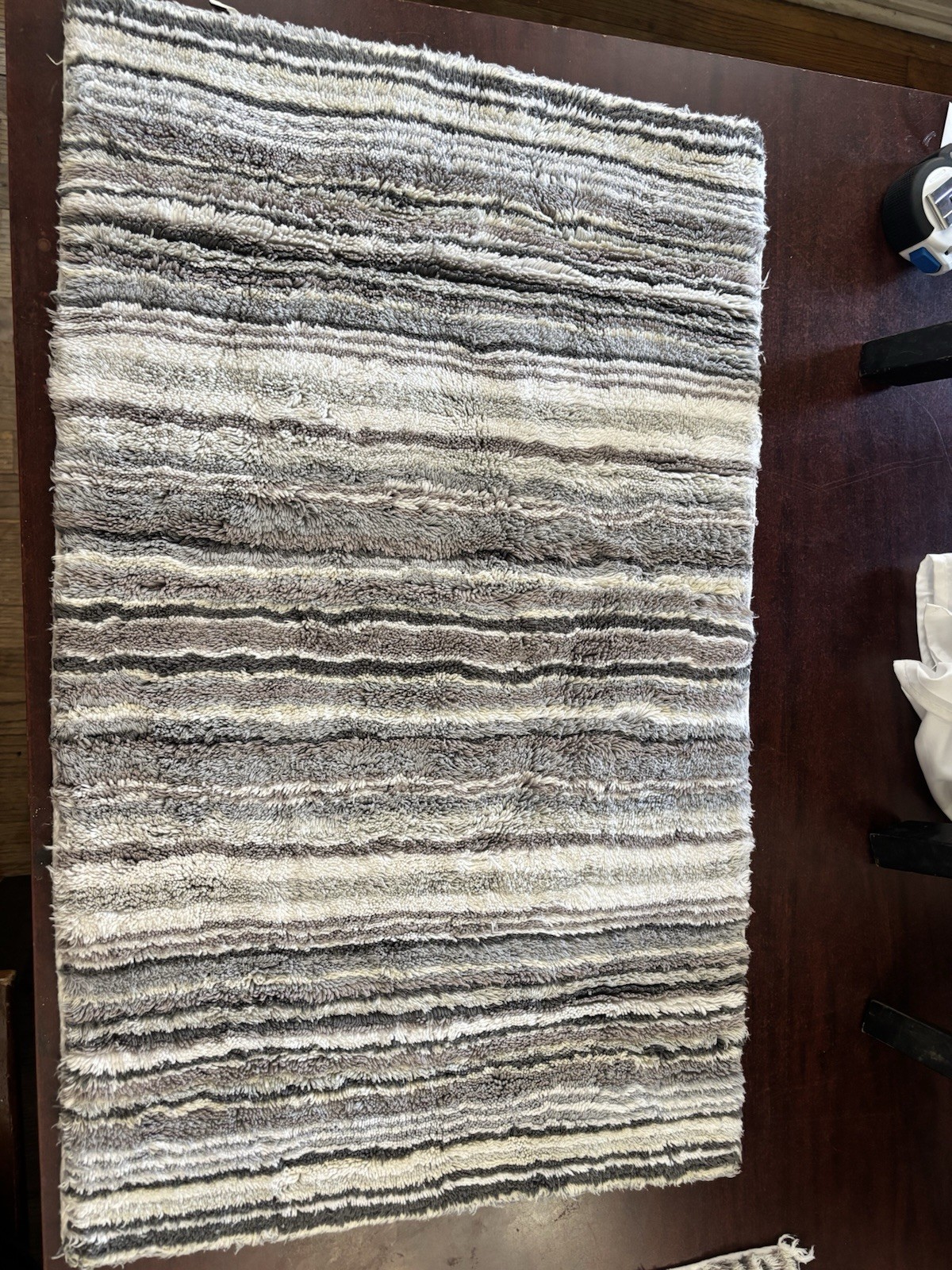Gray, Beige, and White Striped Rectangle Rugs