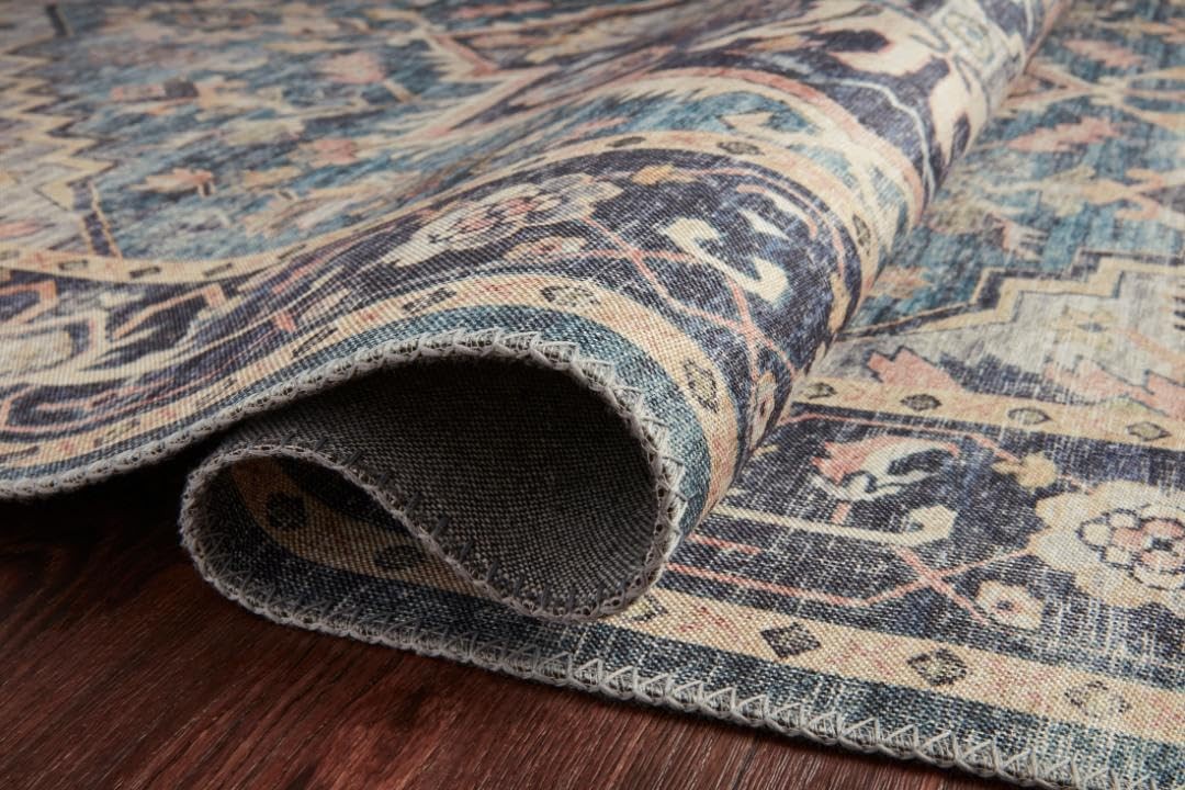 Hathaway Collection Hth01 Navy/multi 23 X 39 .25 Thick Accent Rug Soft Dura