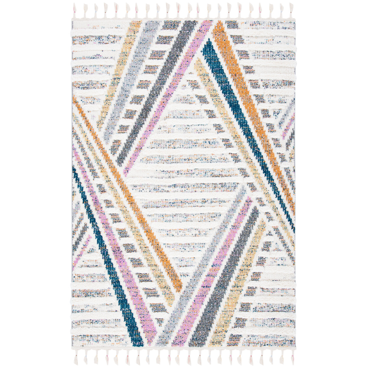 SAFAVIEH Moroccan Fringe Shag MFG112A Ivory / Grey Rug