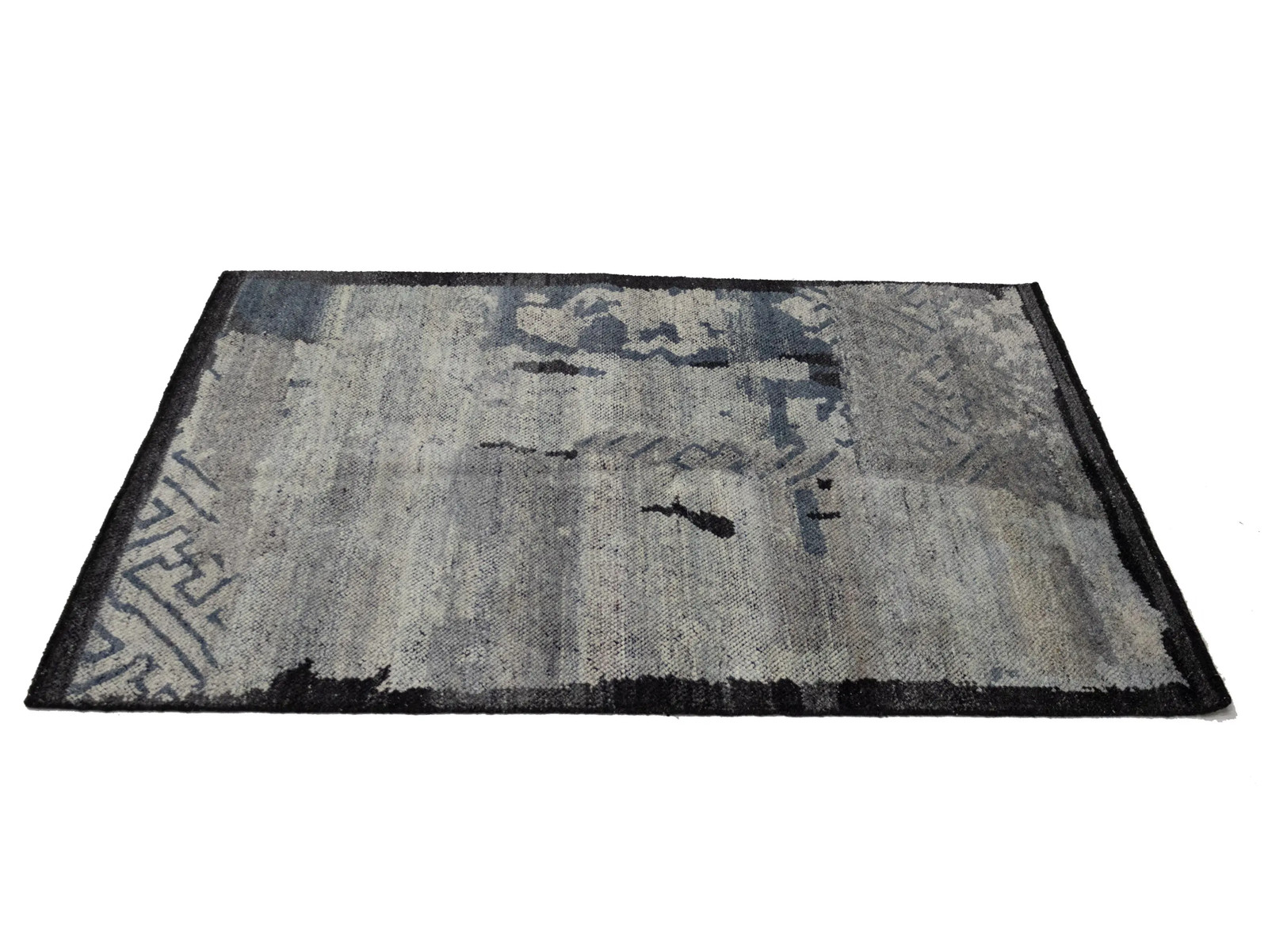 Bas-Relief Modern Area Rug 4X6 Gray Wool Hand Knotted Oriental Home Decor Carpet