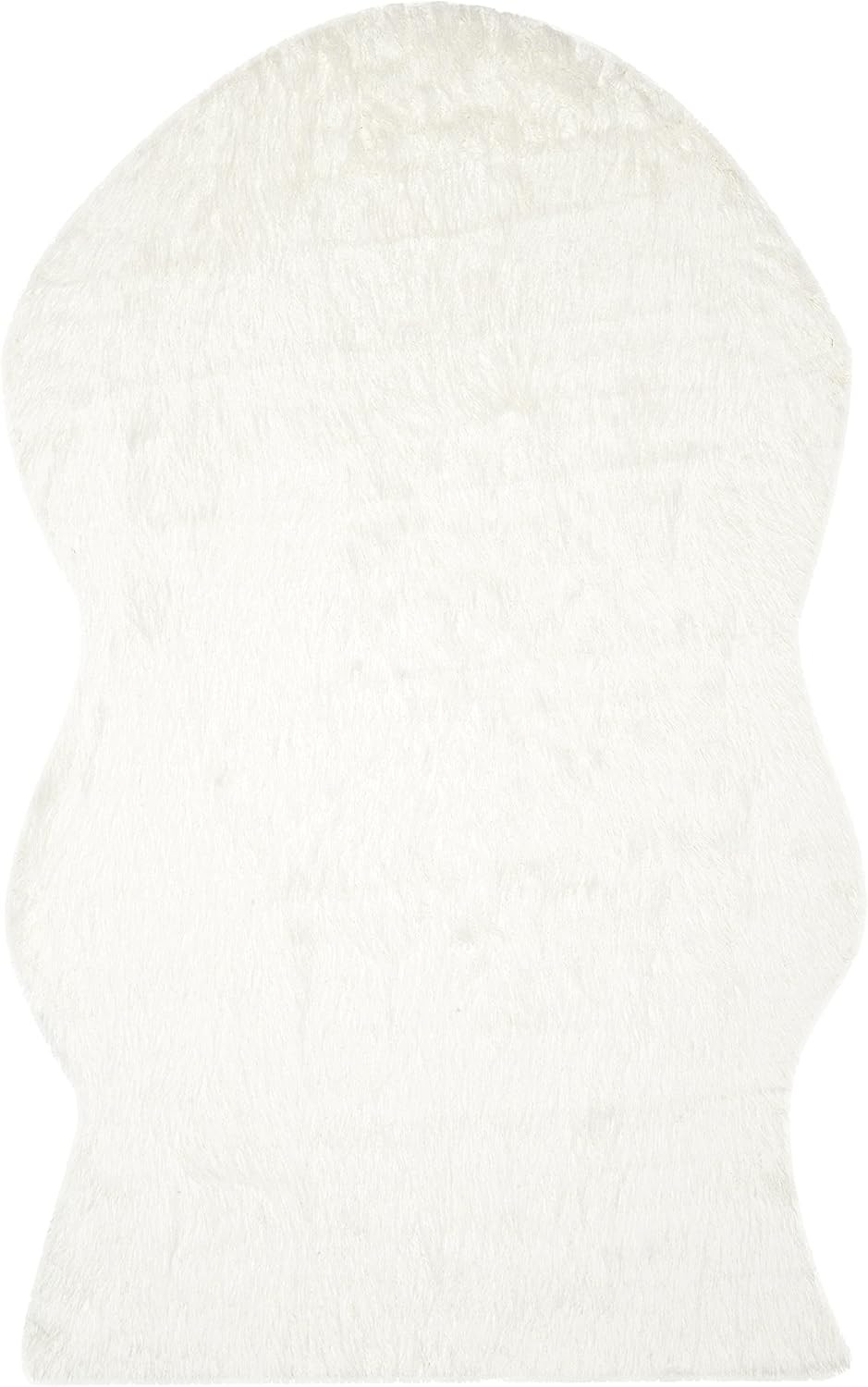 Faux Sheep Skin Collection Area Rug – 6′ X 9′, Ivory, Silken Glam Design, Non-Sh