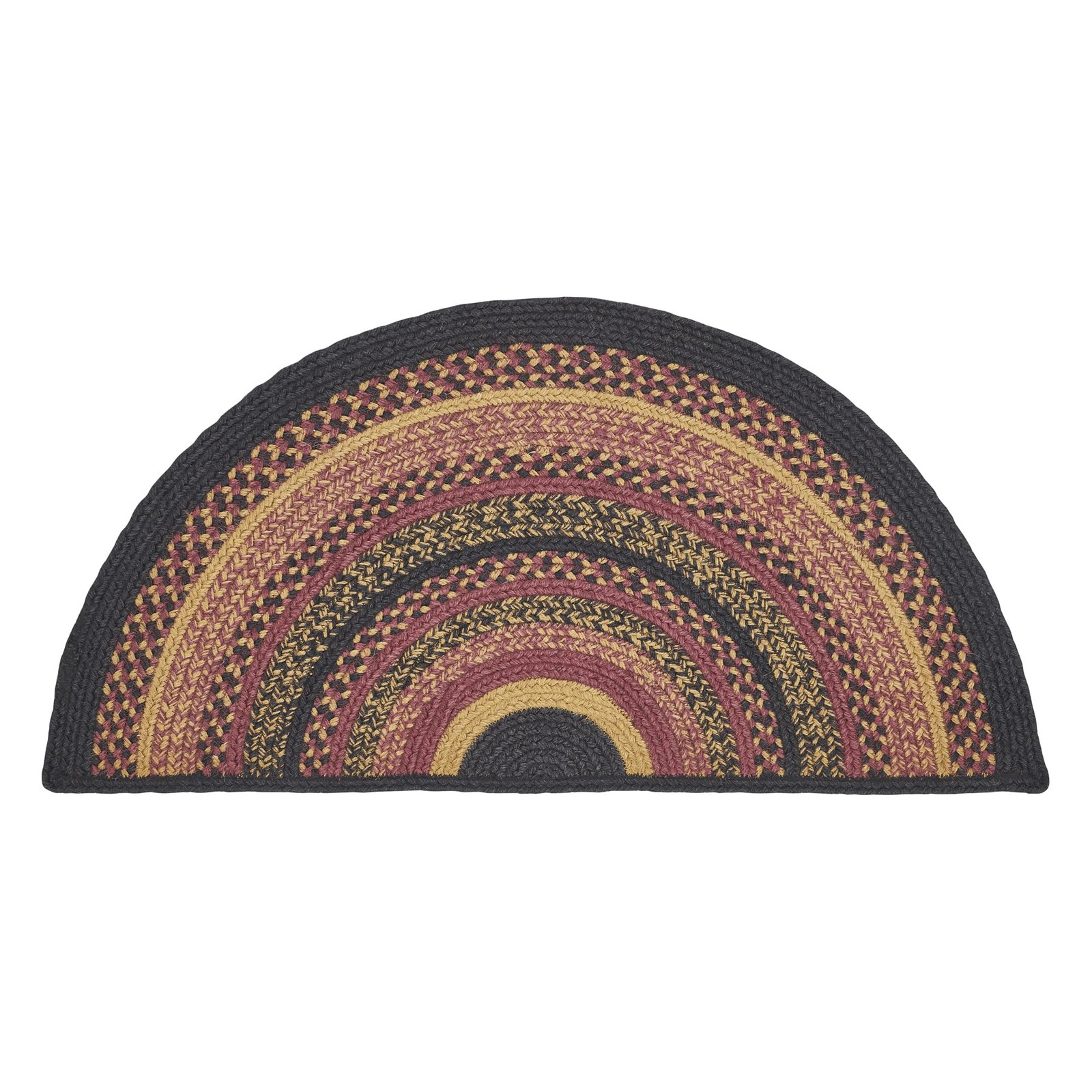 Vhc Brands Heritage Farms Braided Jute Rug Half Circle Door Mat Red Black Tan.