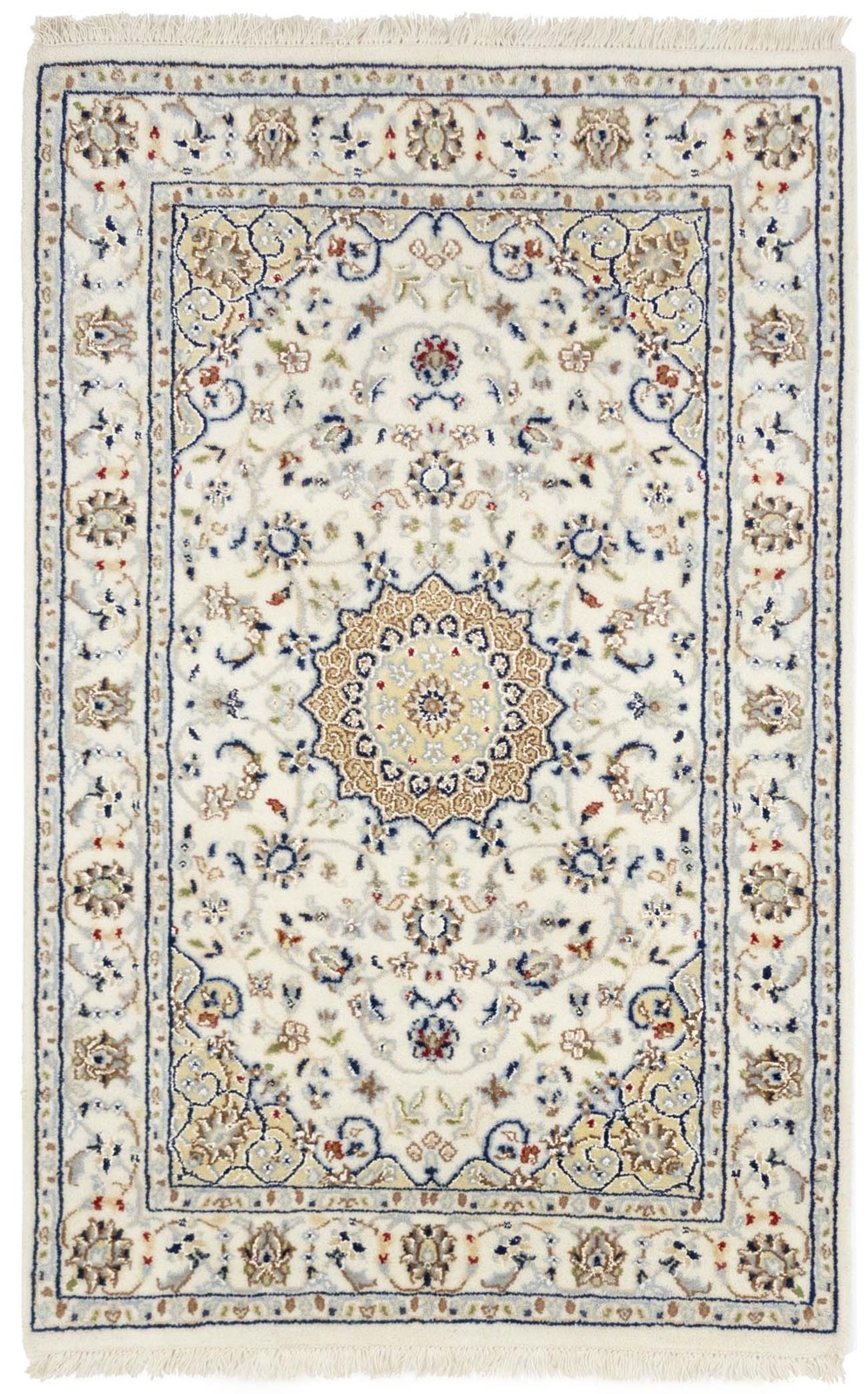 2’8X4’1 ft Small Decor Cream Floral Indo-Nain Oriental Rug Carpet
