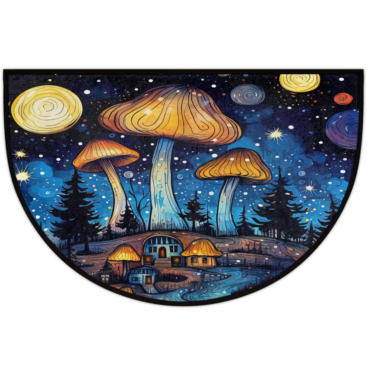 Half Round Door Mat 36×24 Non-Slip Semi Circle Rug for Indoor Outdoor